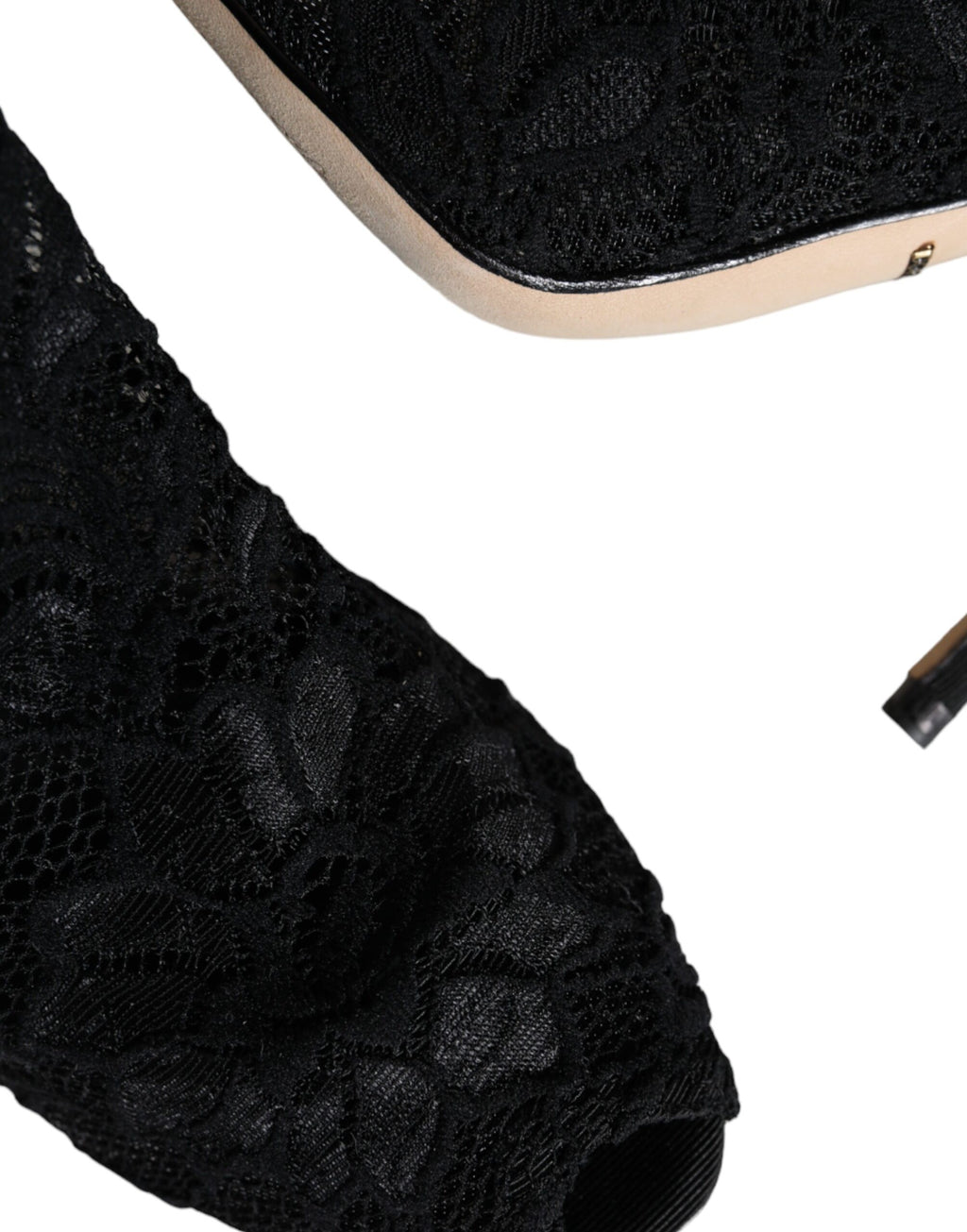 Chaussures Bottes Mi-Mollet Dolce & Gabbana en Dentelle Noire Extensible à Talons