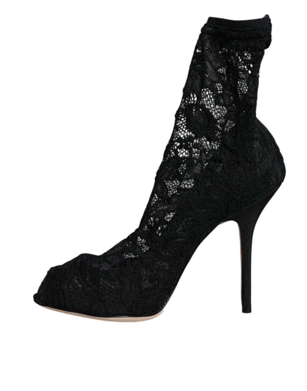 Chaussures Bottes Mi-Mollet Dolce & Gabbana en Dentelle Noire Extensible à Talons