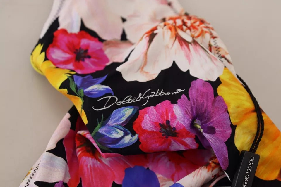 Dolce & Gabbana Black Floral Print Swimsuit Bikini Bottom Swimwear