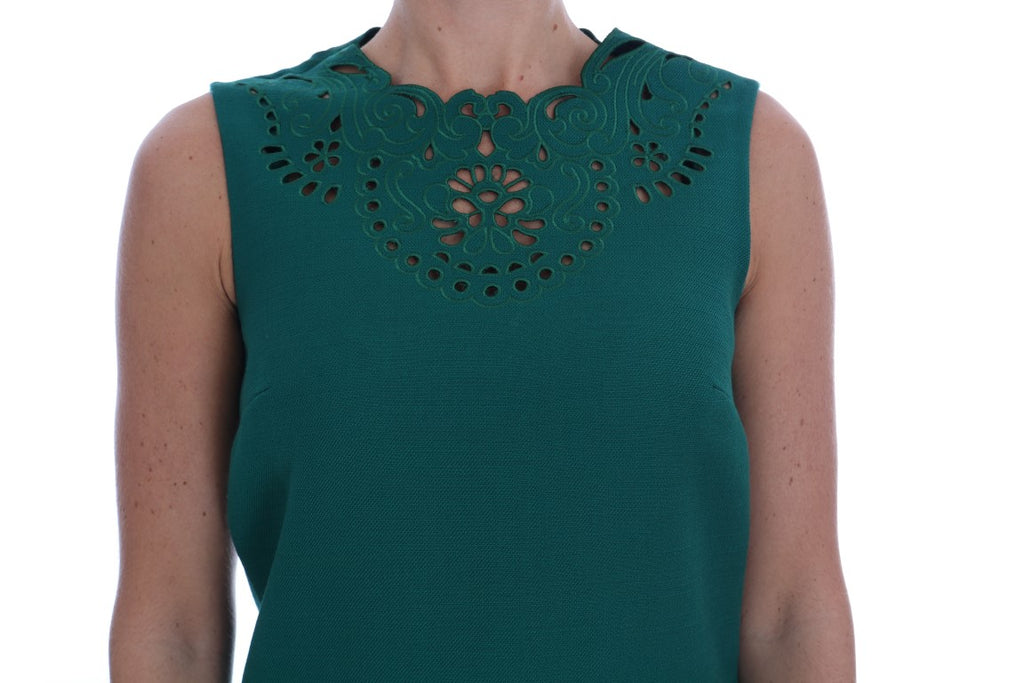 Robe Dolce & Gabbana en soie et laine verte à découpes florales