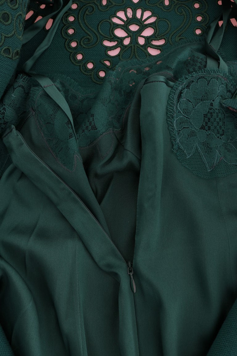 Robe Dolce & Gabbana en soie et laine verte à découpes florales