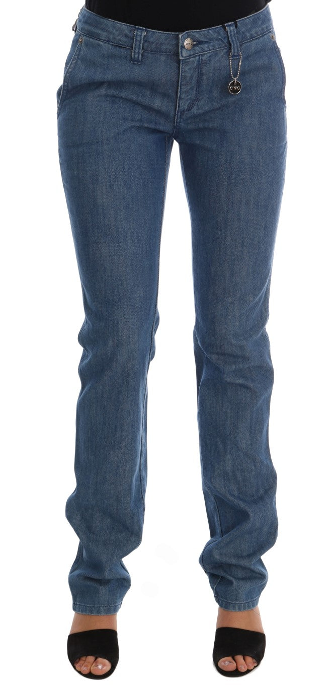 Jean slim en denim de coton bleu délavé Costume National