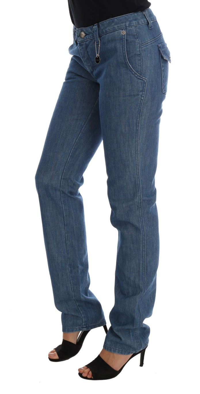 Jean slim en denim de coton bleu délavé Costume National