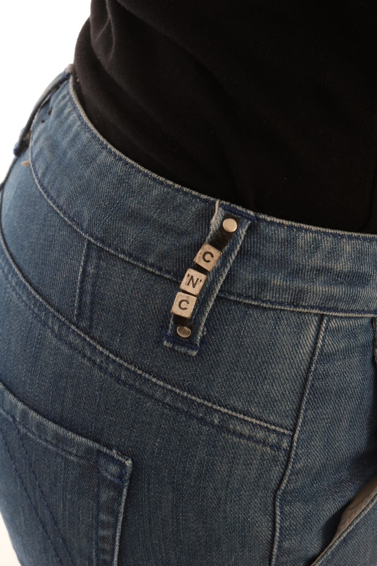 Jean slim en denim de coton bleu délavé Costume National