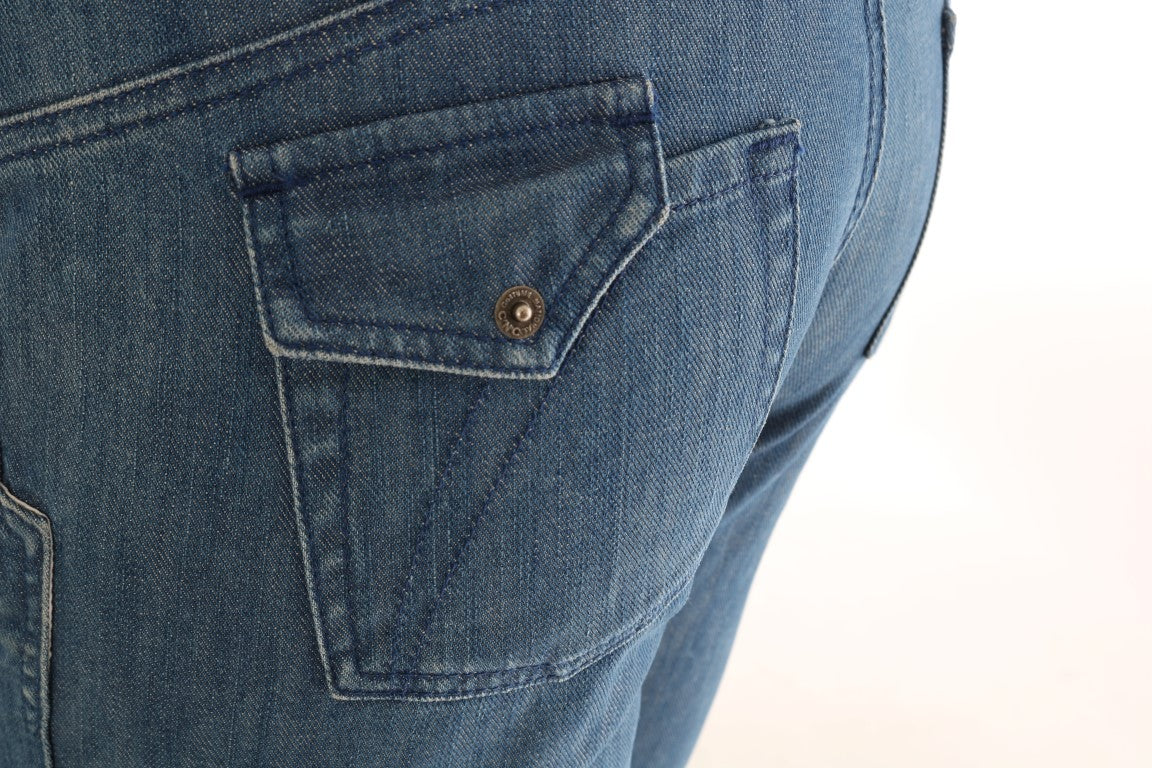 Jean slim en denim de coton bleu délavé Costume National