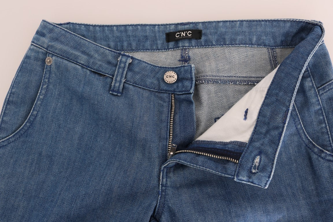 Jean slim en denim de coton bleu délavé Costume National