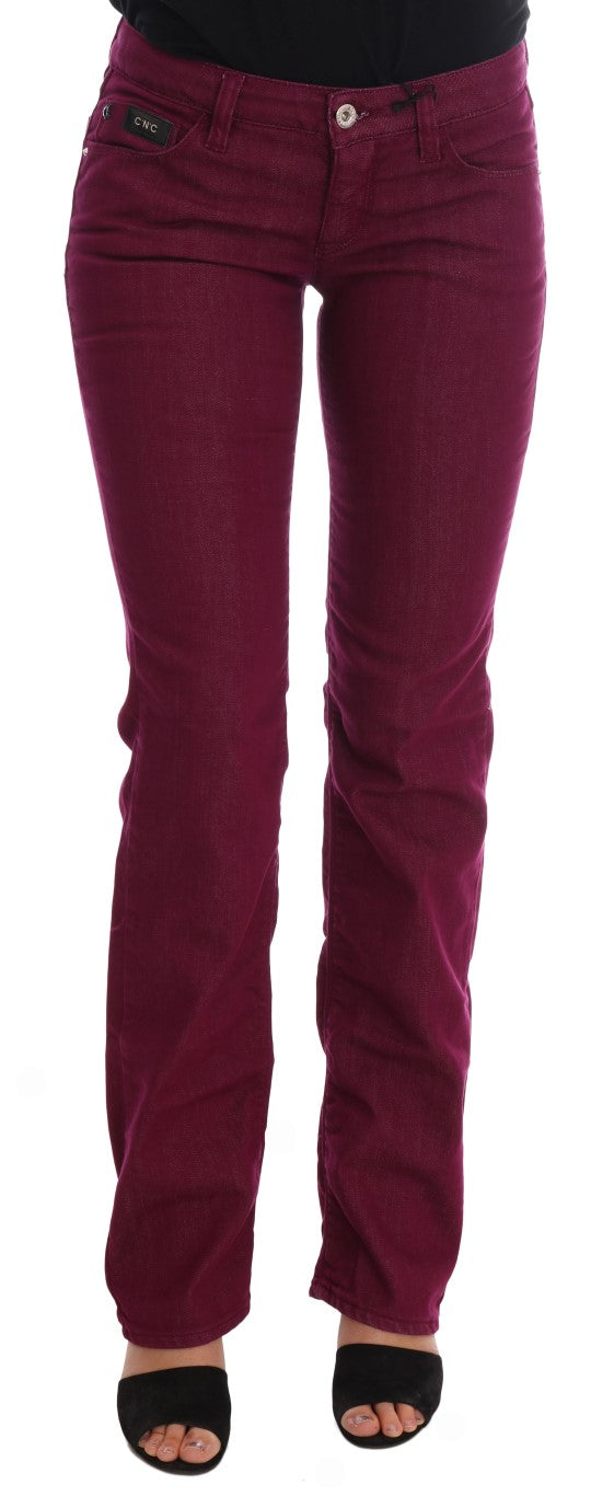 Jeans en denim stretch de coton délavé rouge Costume National