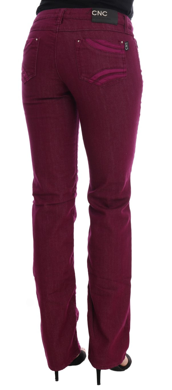 Jeans en denim stretch de coton délavé rouge Costume National