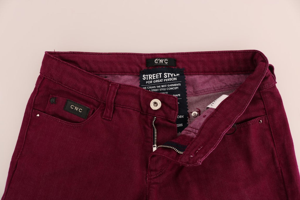 Jeans en denim stretch de coton délavé rouge Costume National