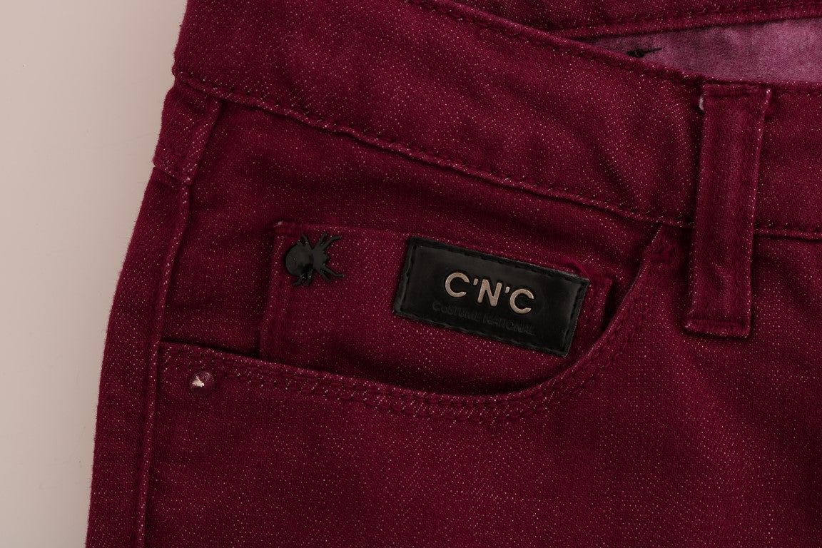 Jeans en denim stretch de coton délavé rouge Costume National