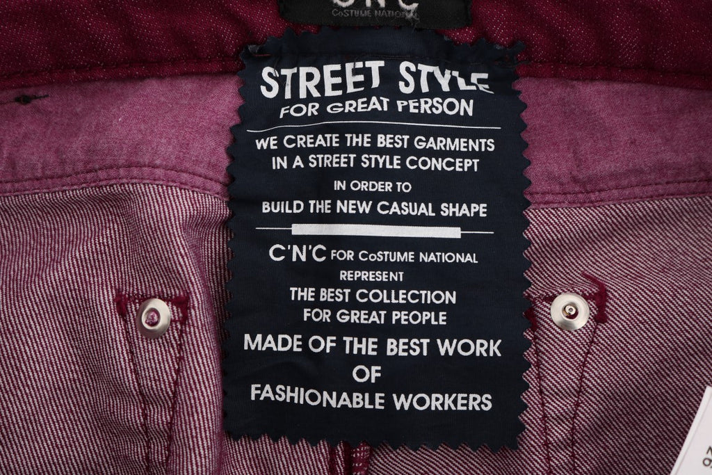 Jeans en denim stretch de coton délavé rouge Costume National