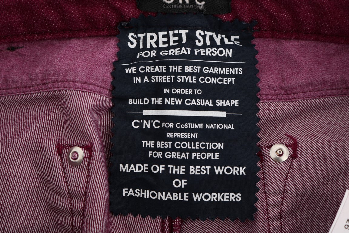 Jeans en denim stretch de coton délavé rouge Costume National