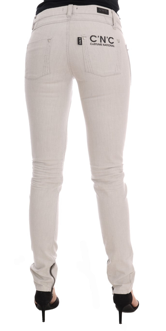 Jeans slim Costume National en coton stretch blanc