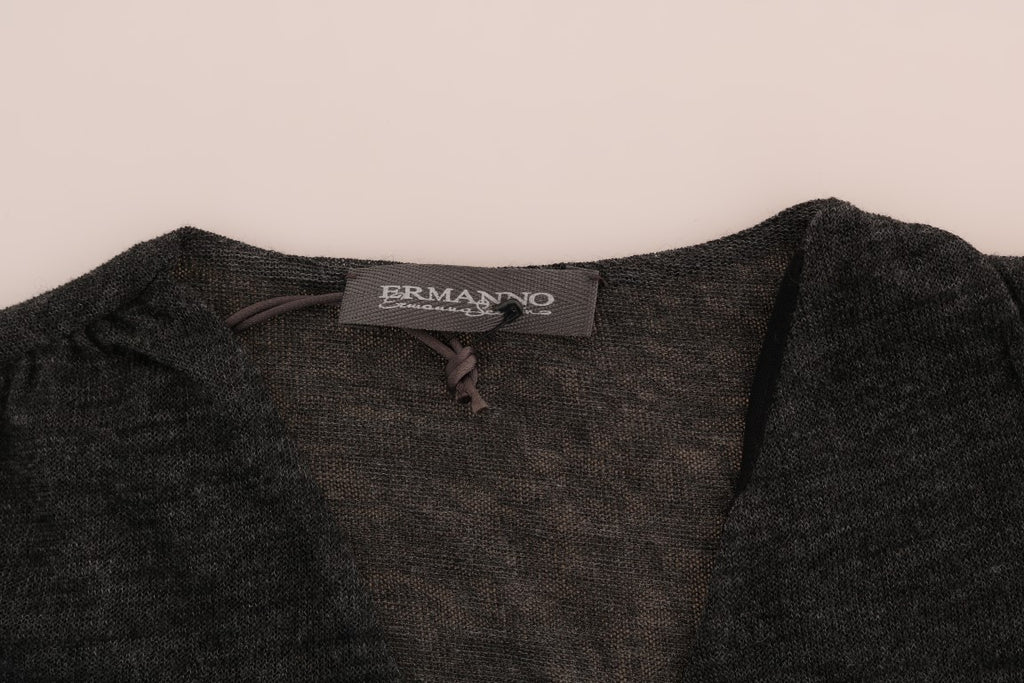 T-shirt manches longues Ermanno Scervino en laine grise avec dentelle