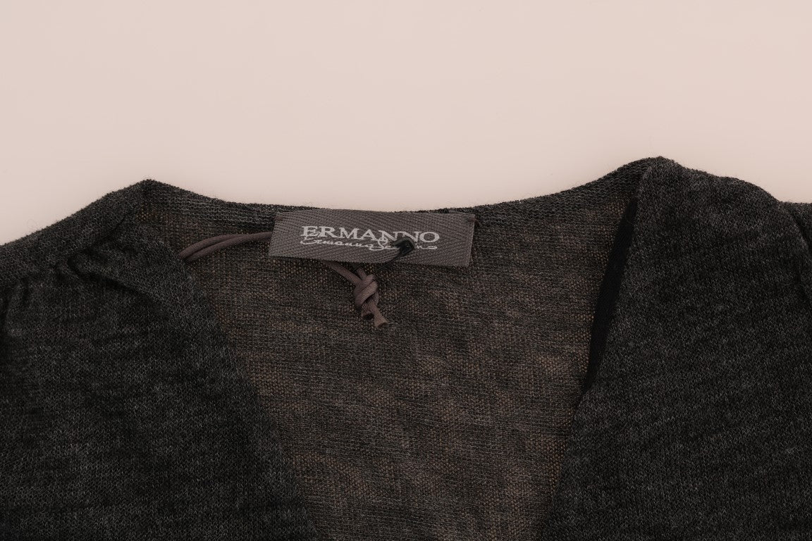 T-shirt manches longues Ermanno Scervino en laine grise avec dentelle
