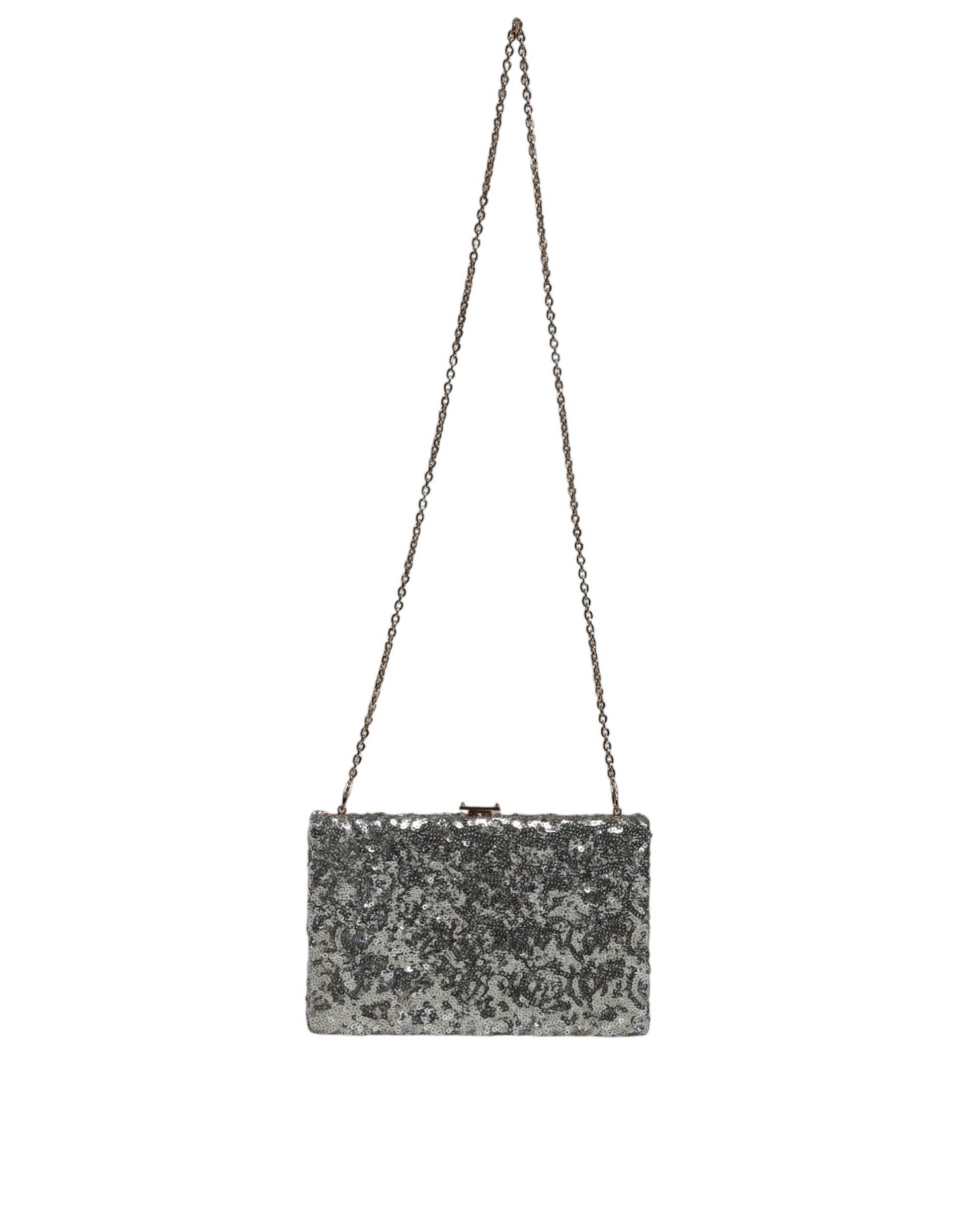 Sac bandoulière de soirée Dolce & Gabbana en sequins argentés