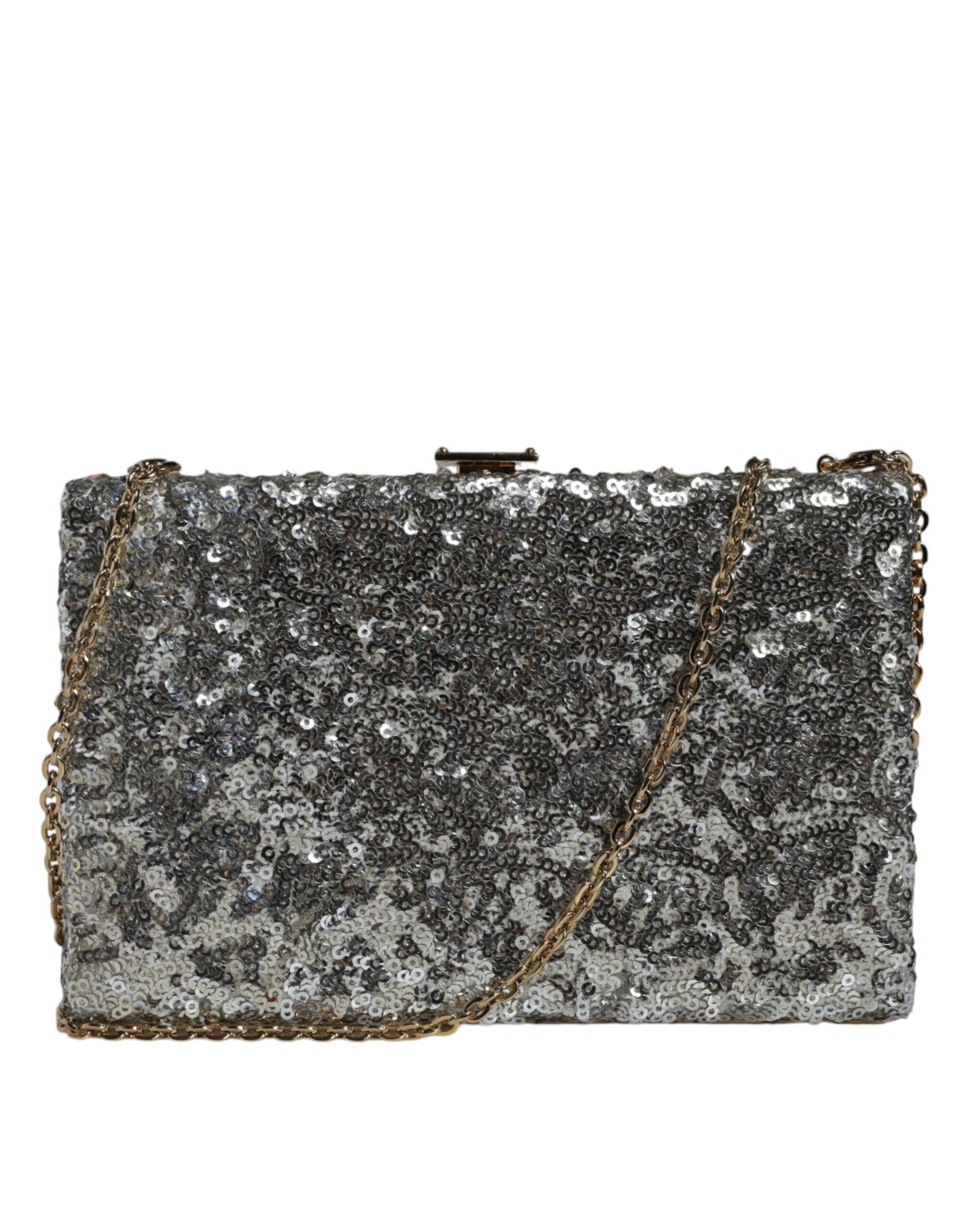 Sac bandoulière de soirée Dolce & Gabbana en sequins argentés