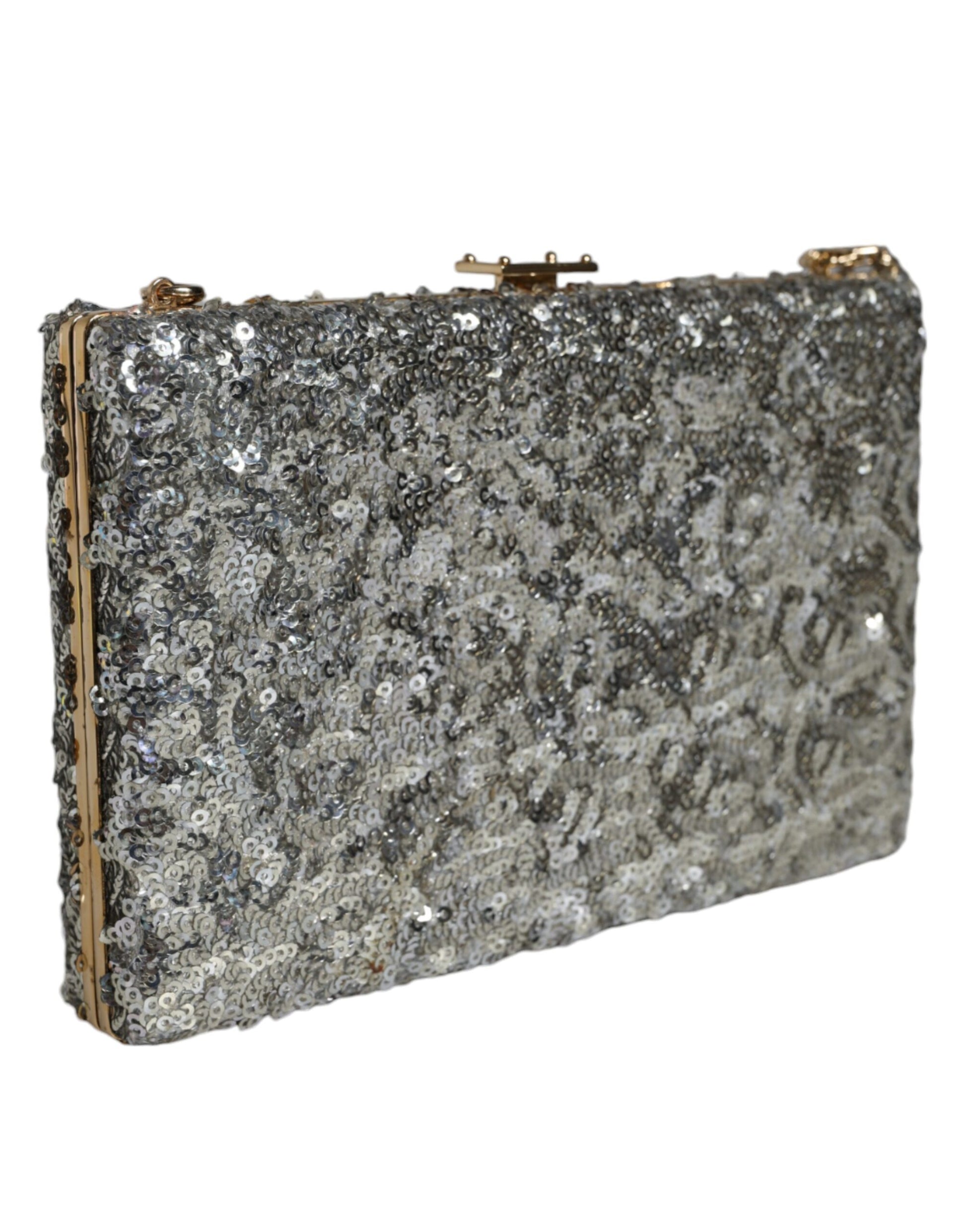 Sac bandoulière de soirée Dolce & Gabbana en sequins argentés