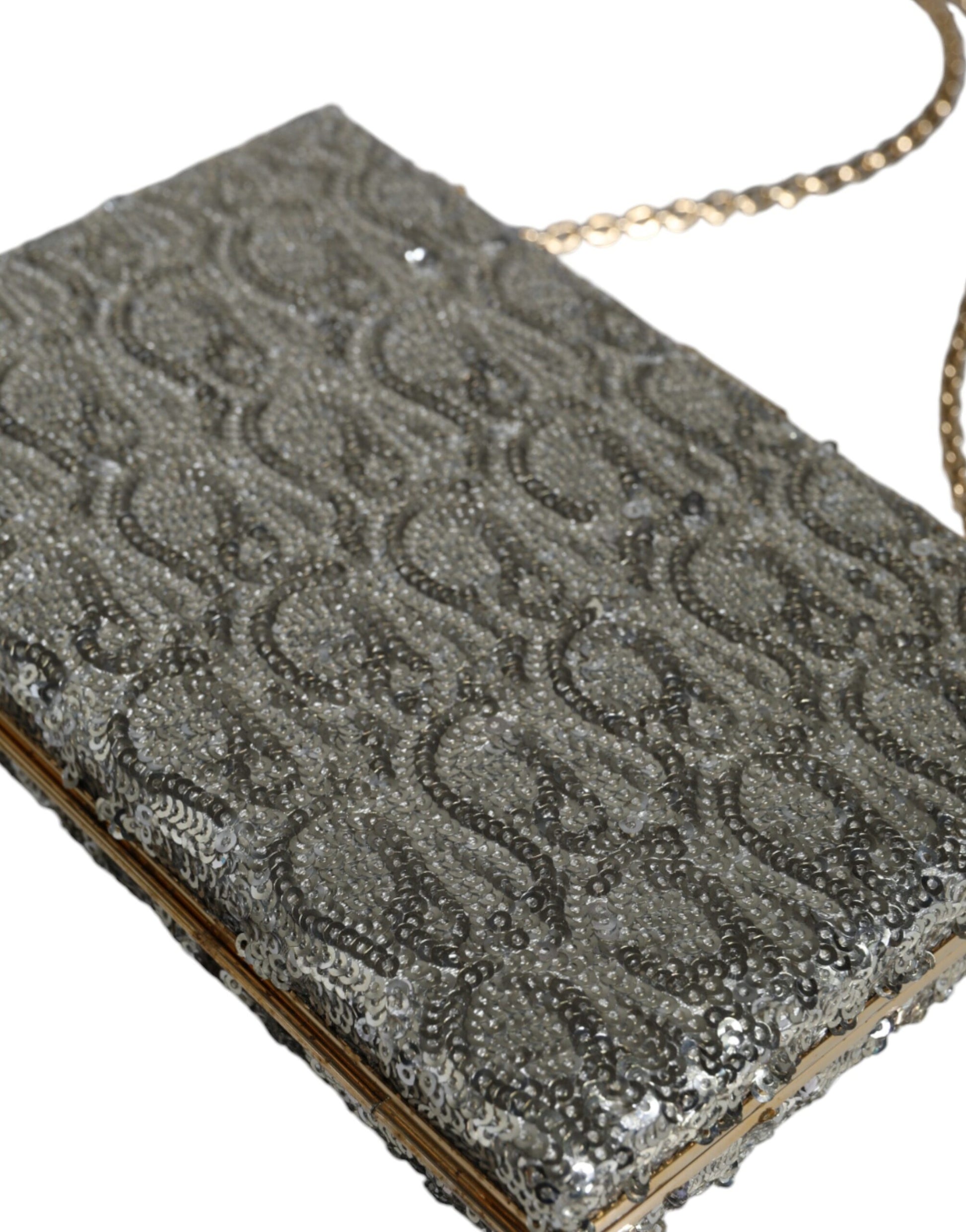 Sac bandoulière de soirée Dolce & Gabbana en sequins argentés