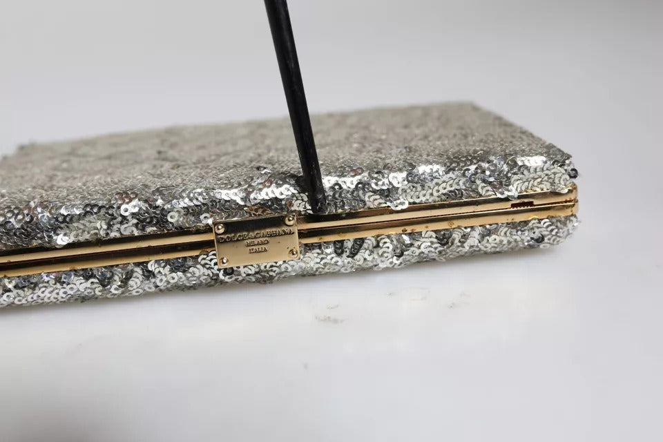 Sac bandoulière de soirée Dolce & Gabbana en sequins argentés