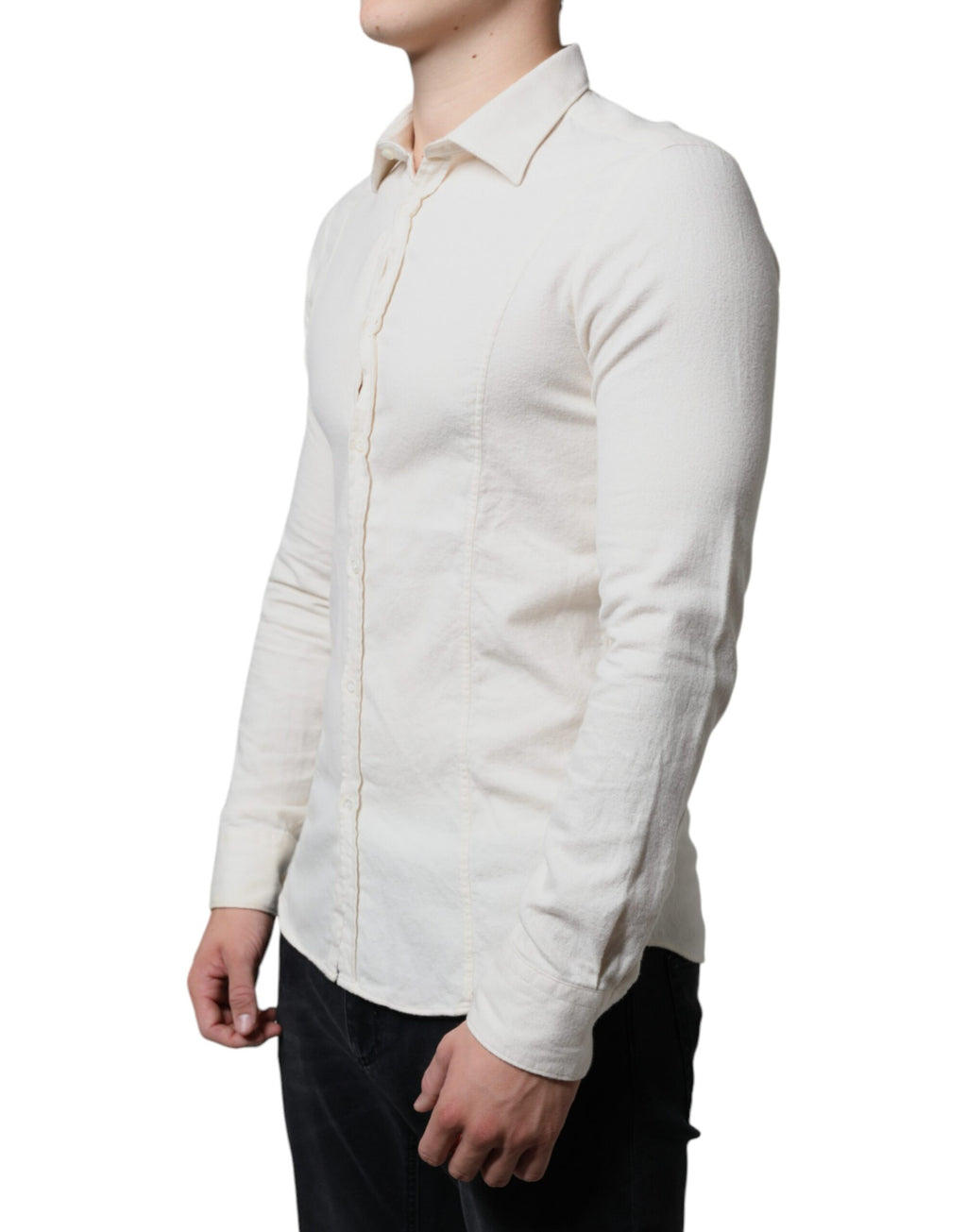 AGLINI Herrenhemd aus Baumwolle mit Kragen in Off-White