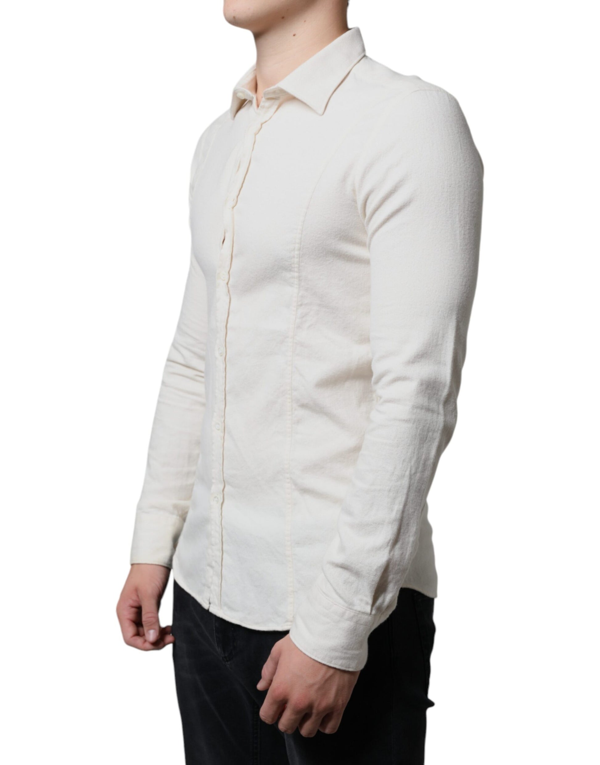 AGLINI Herrenhemd aus Baumwolle mit Kragen in Off-White