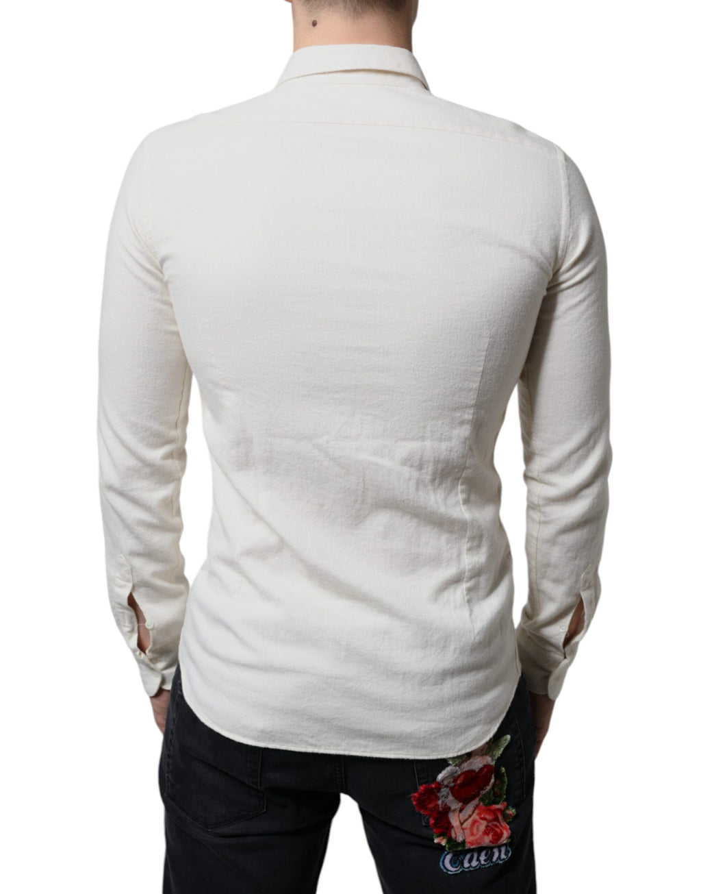 AGLINI Herrenhemd aus Baumwolle mit Kragen in Off-White