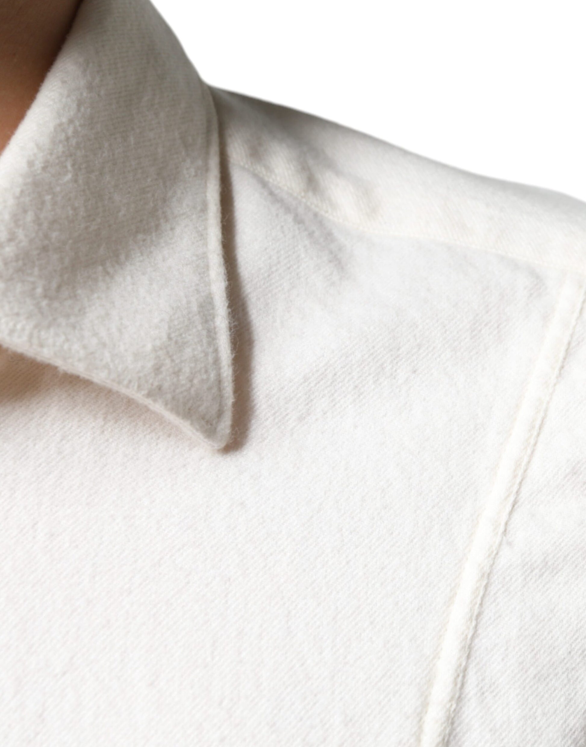 AGLINI Herrenhemd aus Baumwolle mit Kragen in Off-White