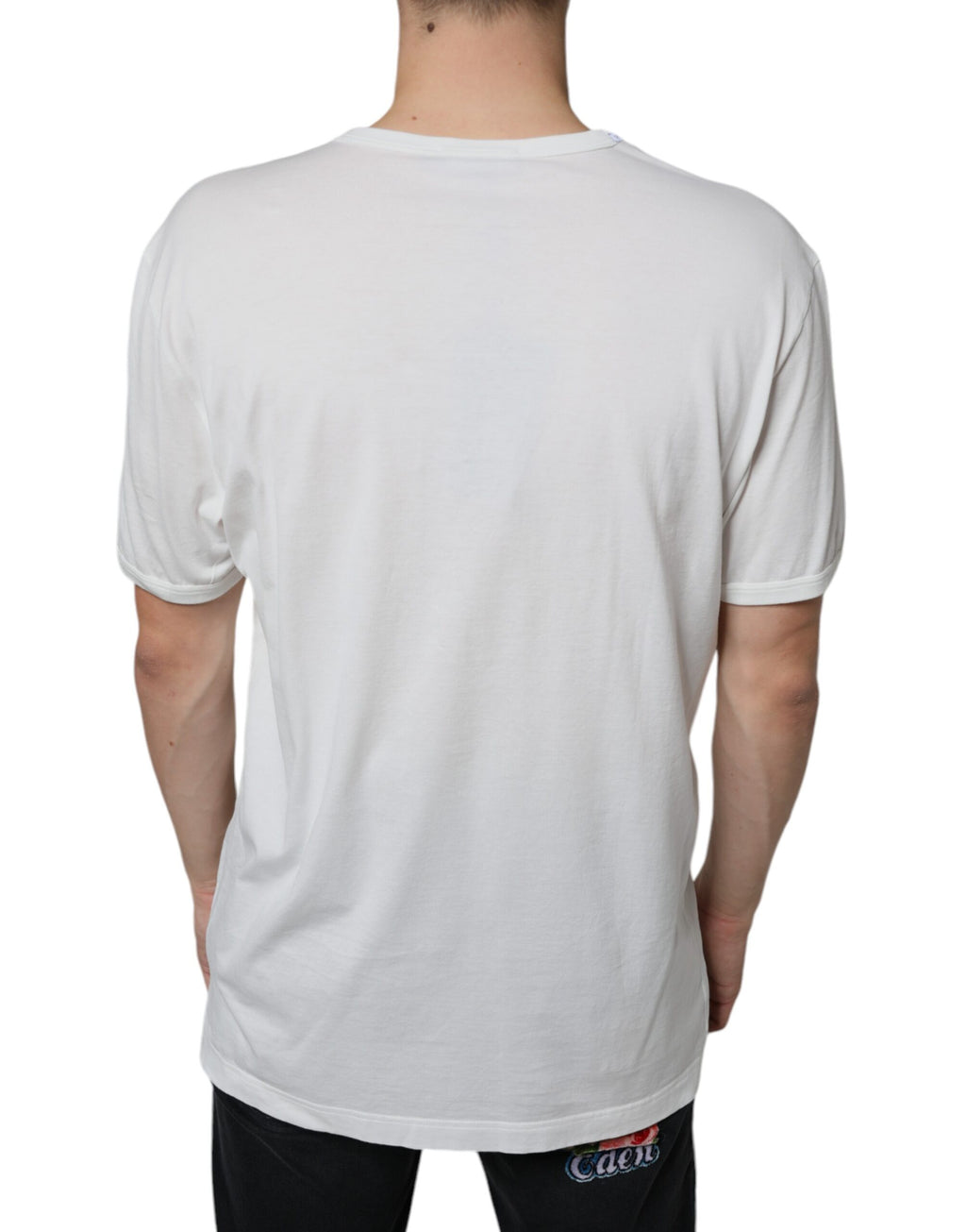 T-shirt Dolce & Gabbana en coton blanc à col rond avec logo embossé