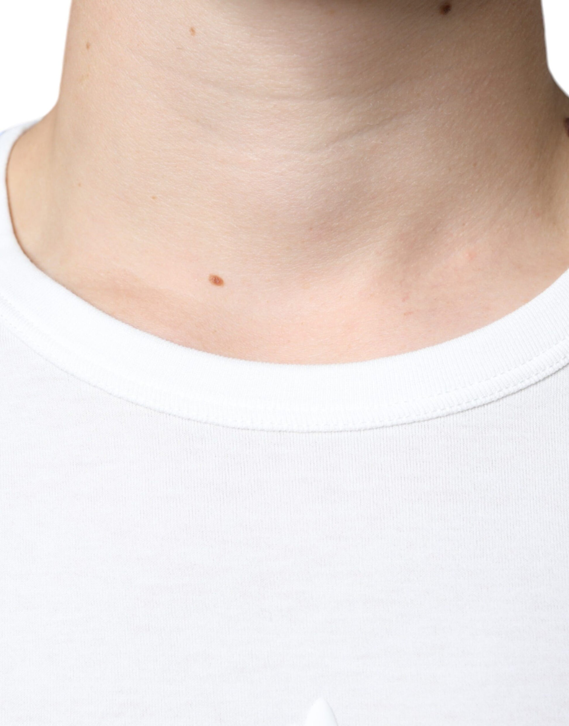 T-shirt Dolce & Gabbana en coton blanc à col rond avec logo embossé