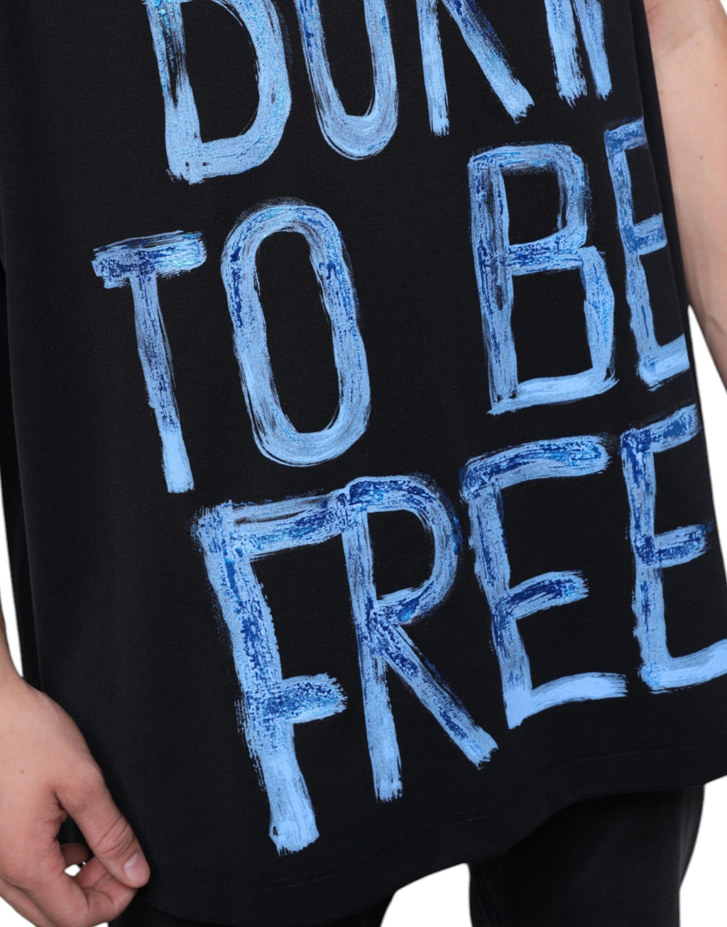 T-shirt sans manches Dolce & Gabbana en coton noir « Born To Be Free »