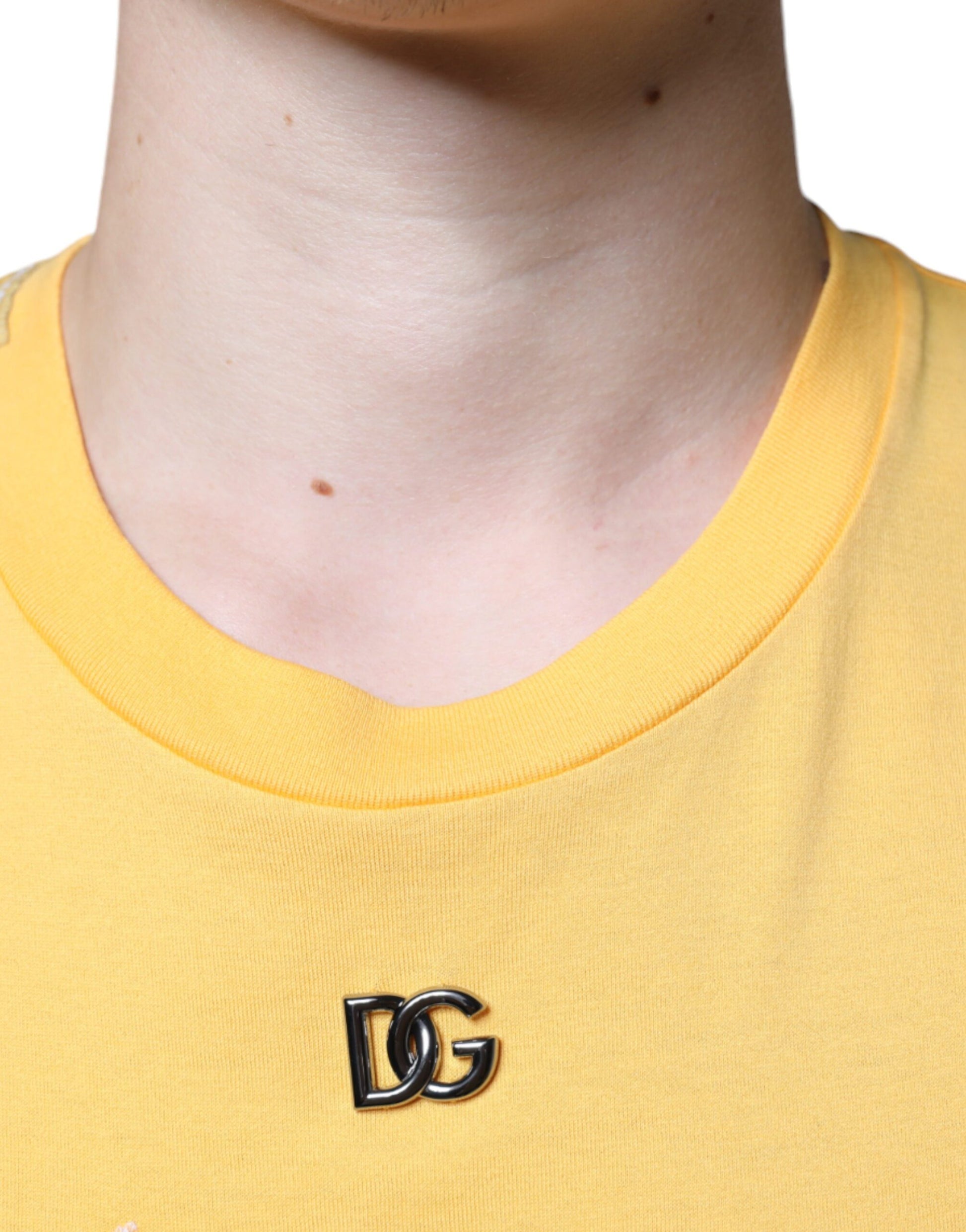 T-shirt Dolce & Gabbana en coton à col rond et imprimé floral Secret Garden jaune