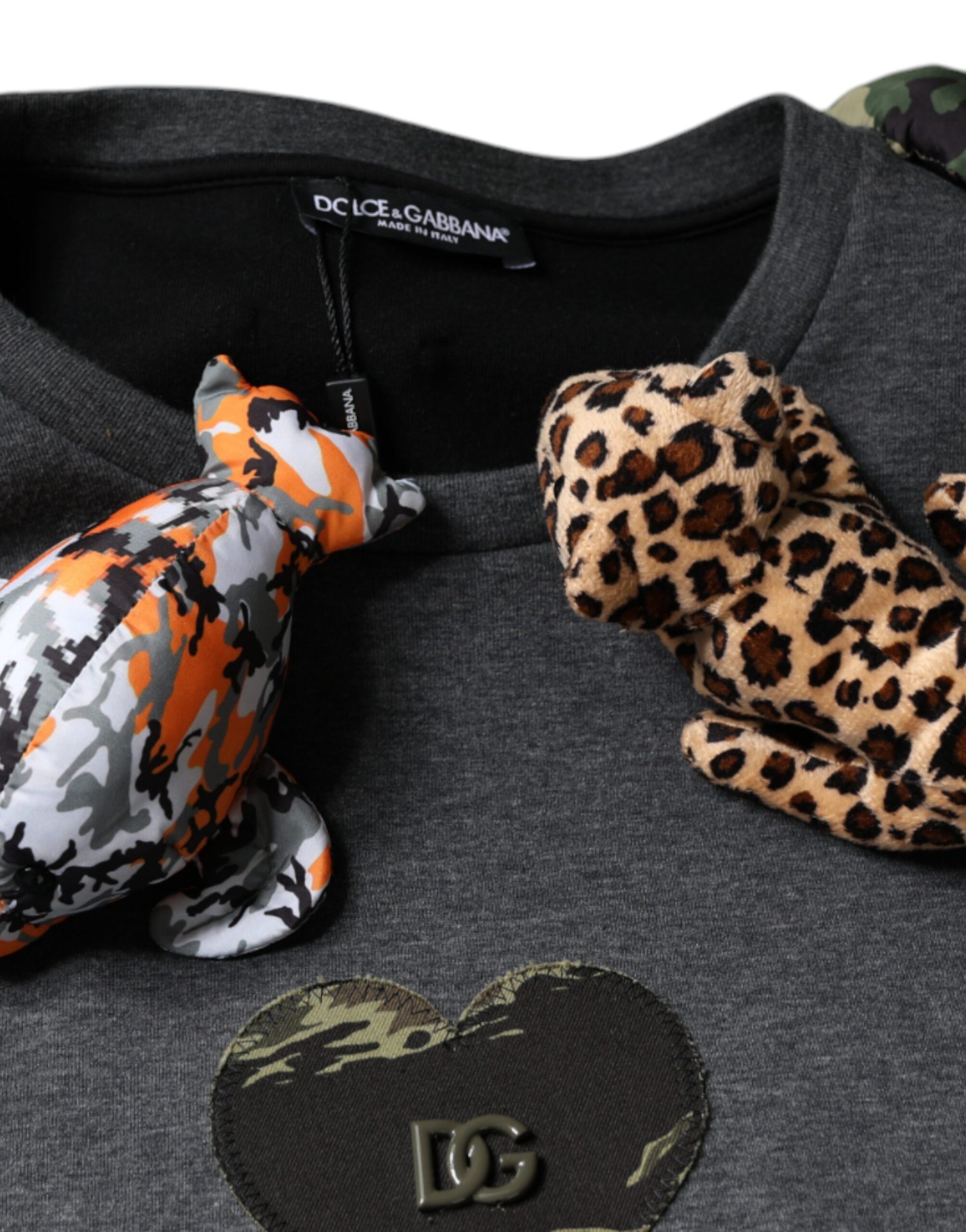 T-shirt en coton Dolce & Gabbana camouflage gris motif animalier