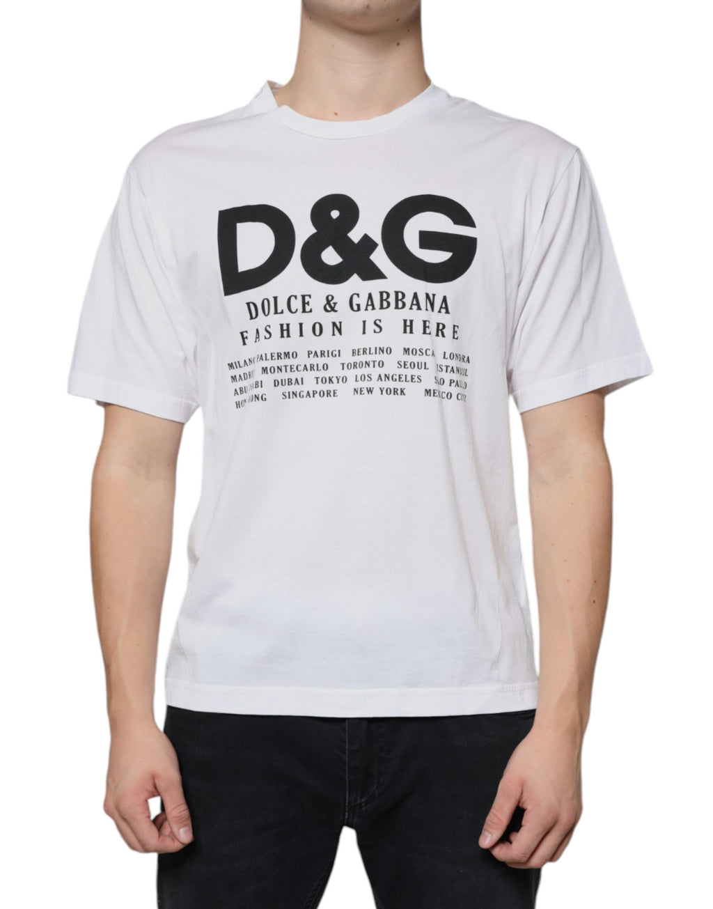 T-shirt décontracté Dolce & Gabbana en coton blanc avec logo DG imprimé