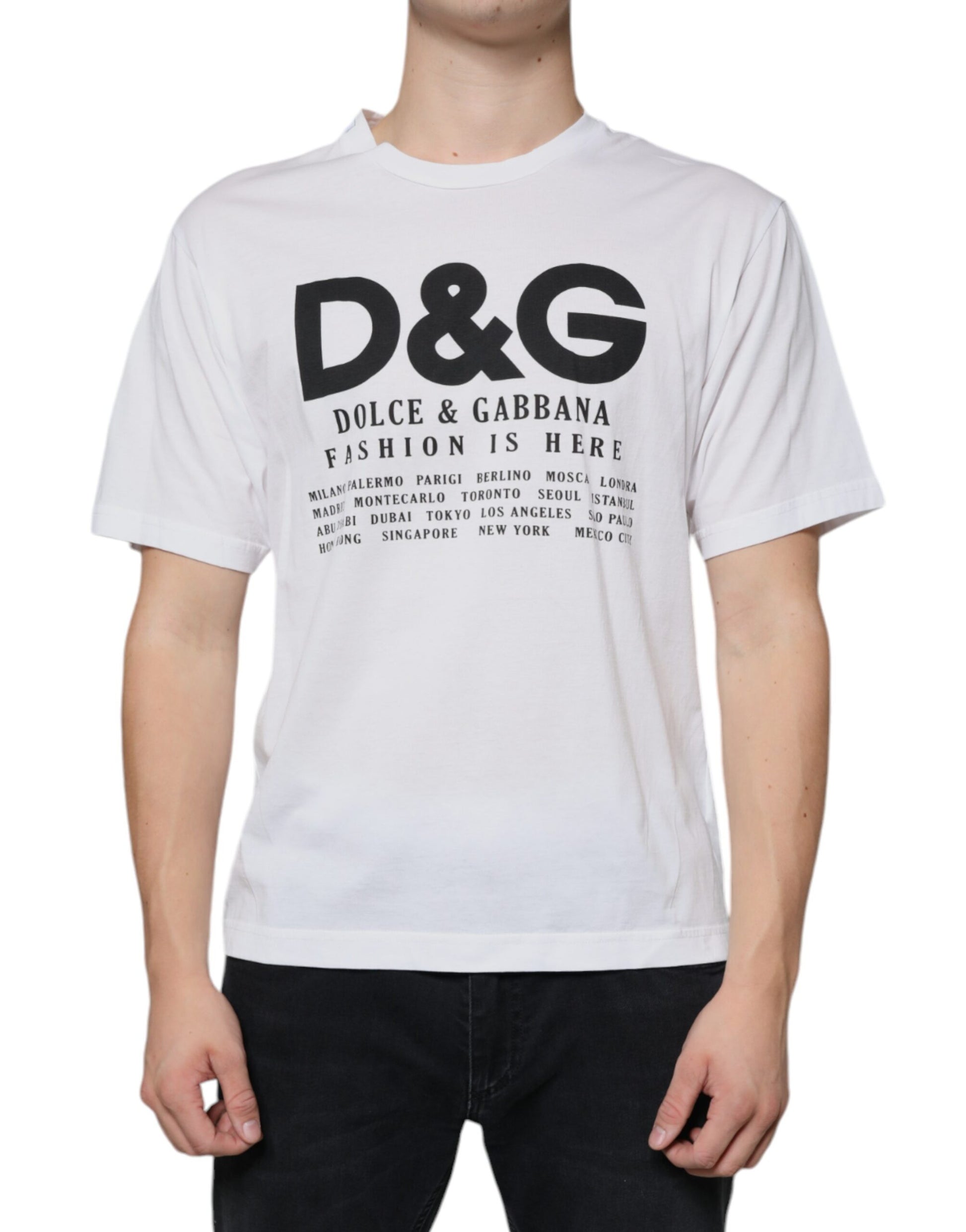 T-shirt décontracté Dolce & Gabbana en coton blanc avec logo DG imprimé