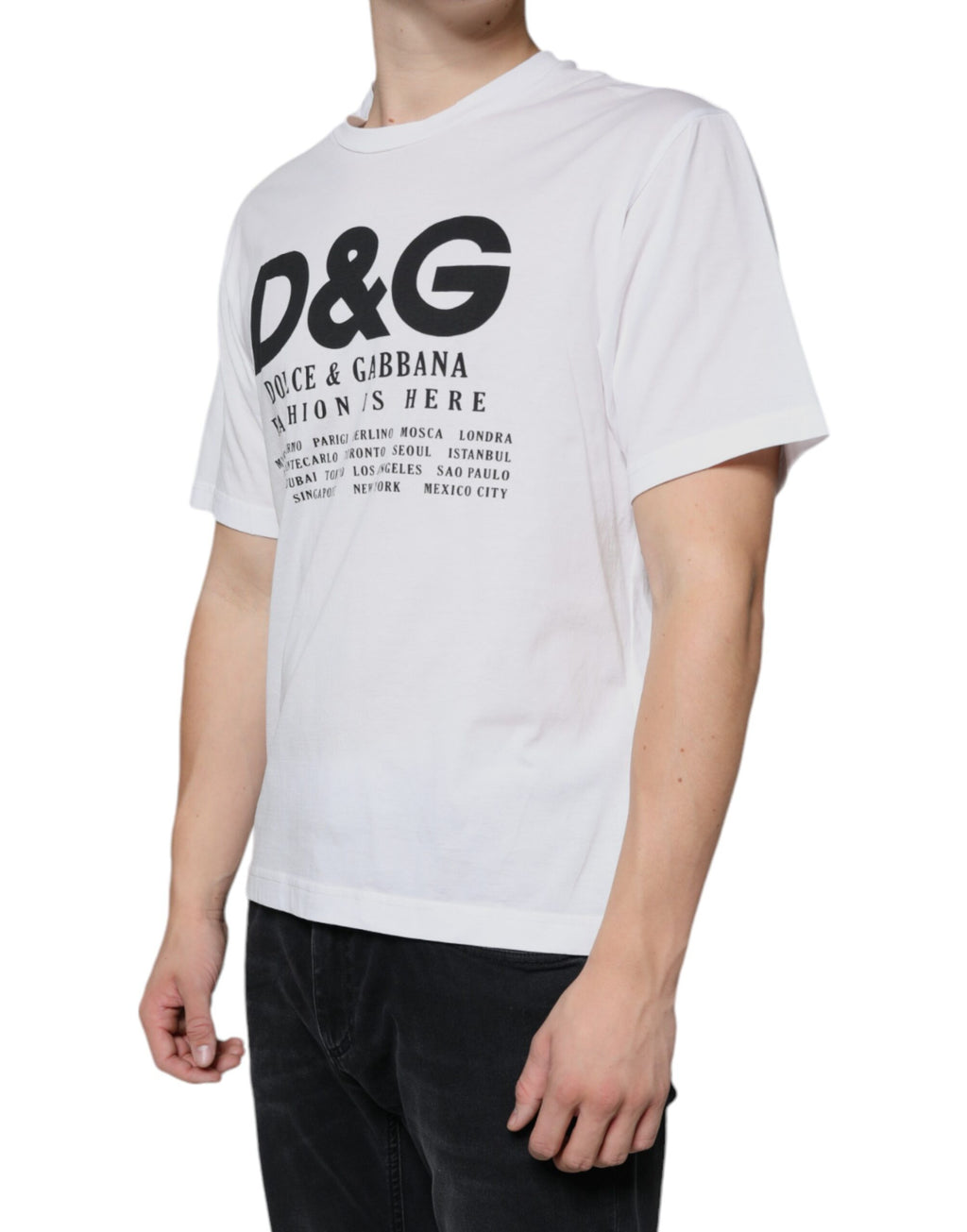 T-shirt décontracté Dolce & Gabbana en coton blanc avec logo DG imprimé