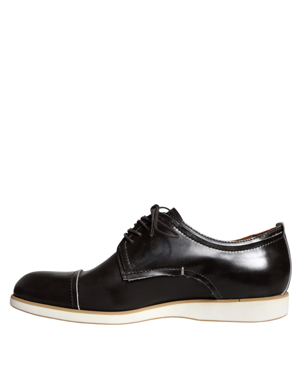 Pollini Herrenschuhe aus schwarzem und weißem Leder mit Schnürung