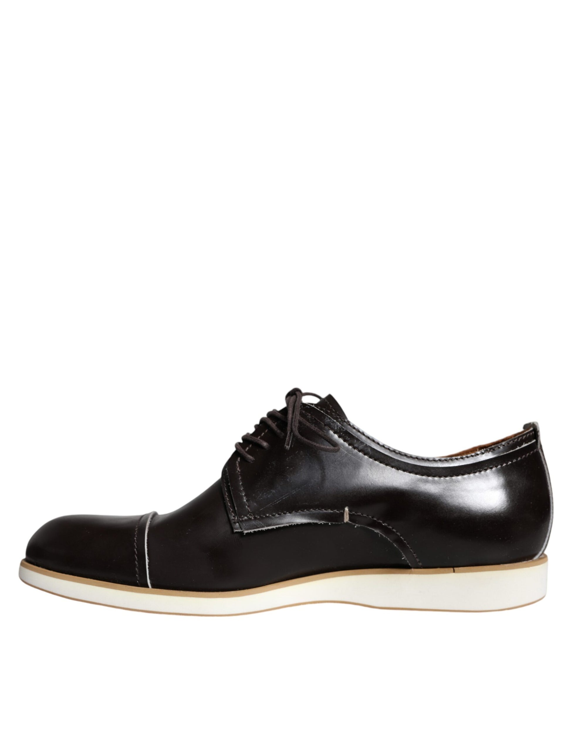 Pollini Herrenschuhe aus schwarzem und weißem Leder mit Schnürung