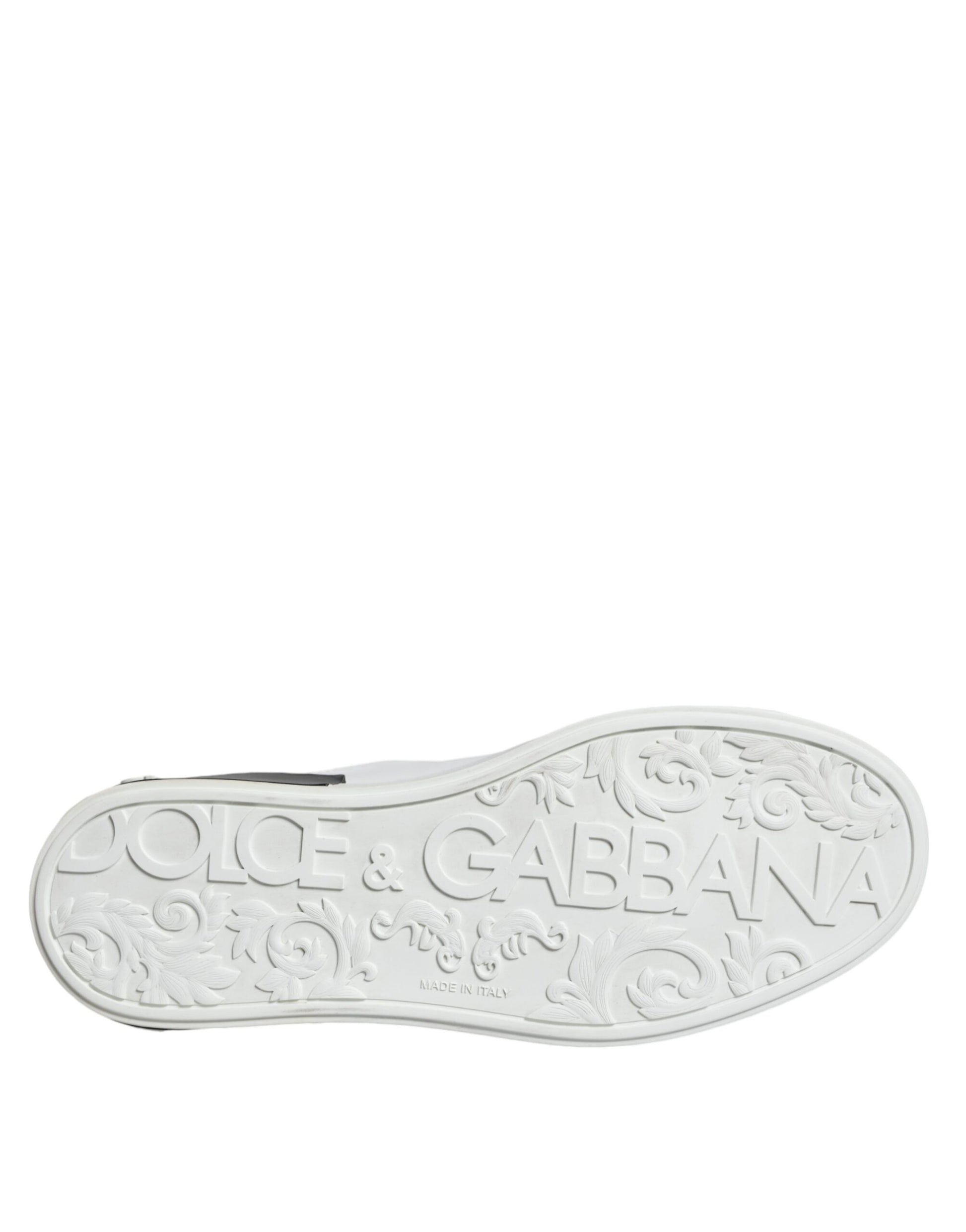 Chaussures Sneakers Portofino en Cuir Noir à Logo Dolce & Gabbana