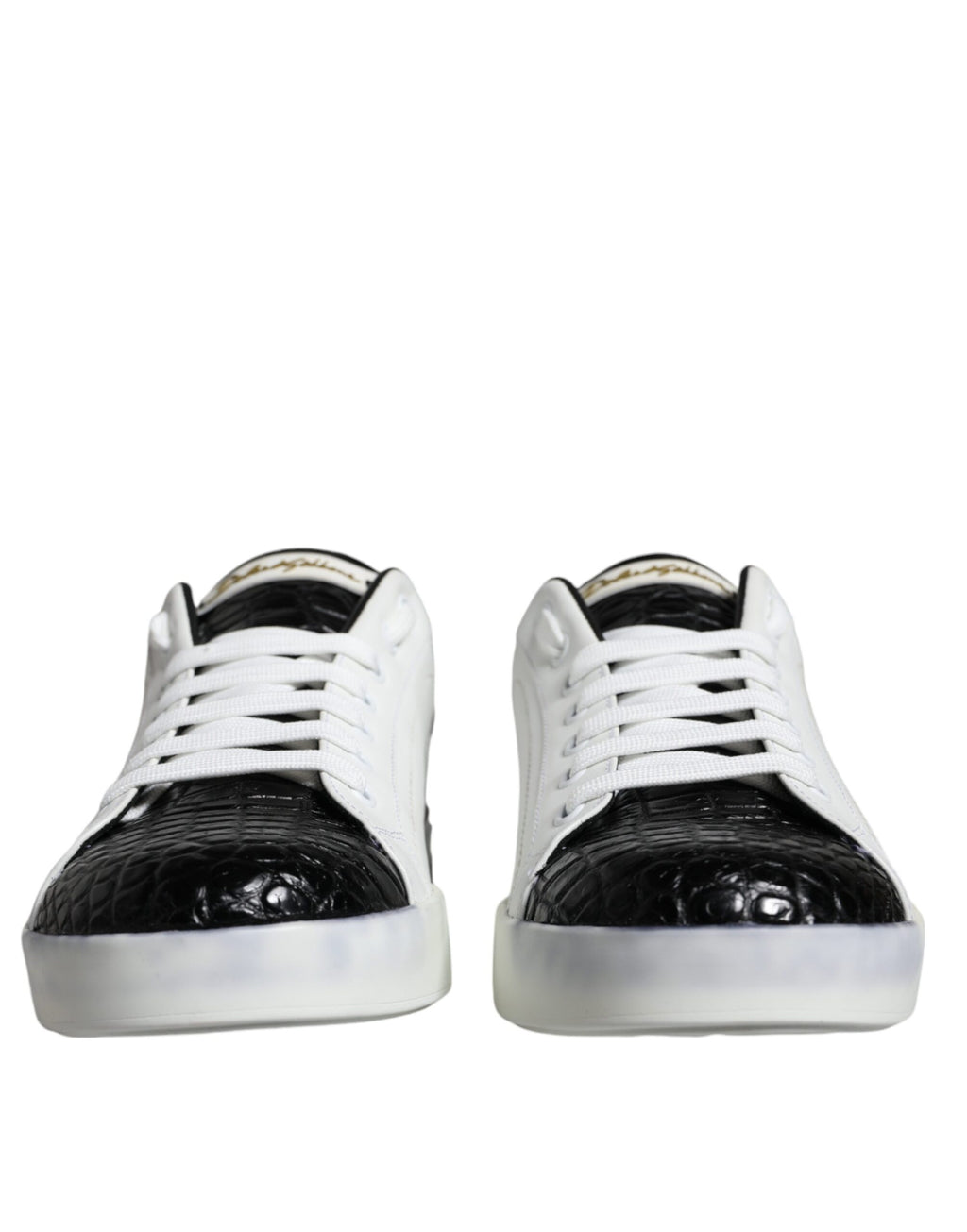 Chaussures Sneakers Portofino en Cuir Noir à Logo Dolce & Gabbana
