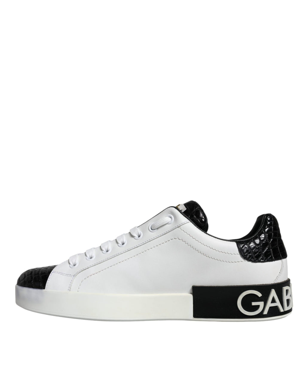 Chaussures Sneakers Portofino en Cuir Noir à Logo Dolce & Gabbana