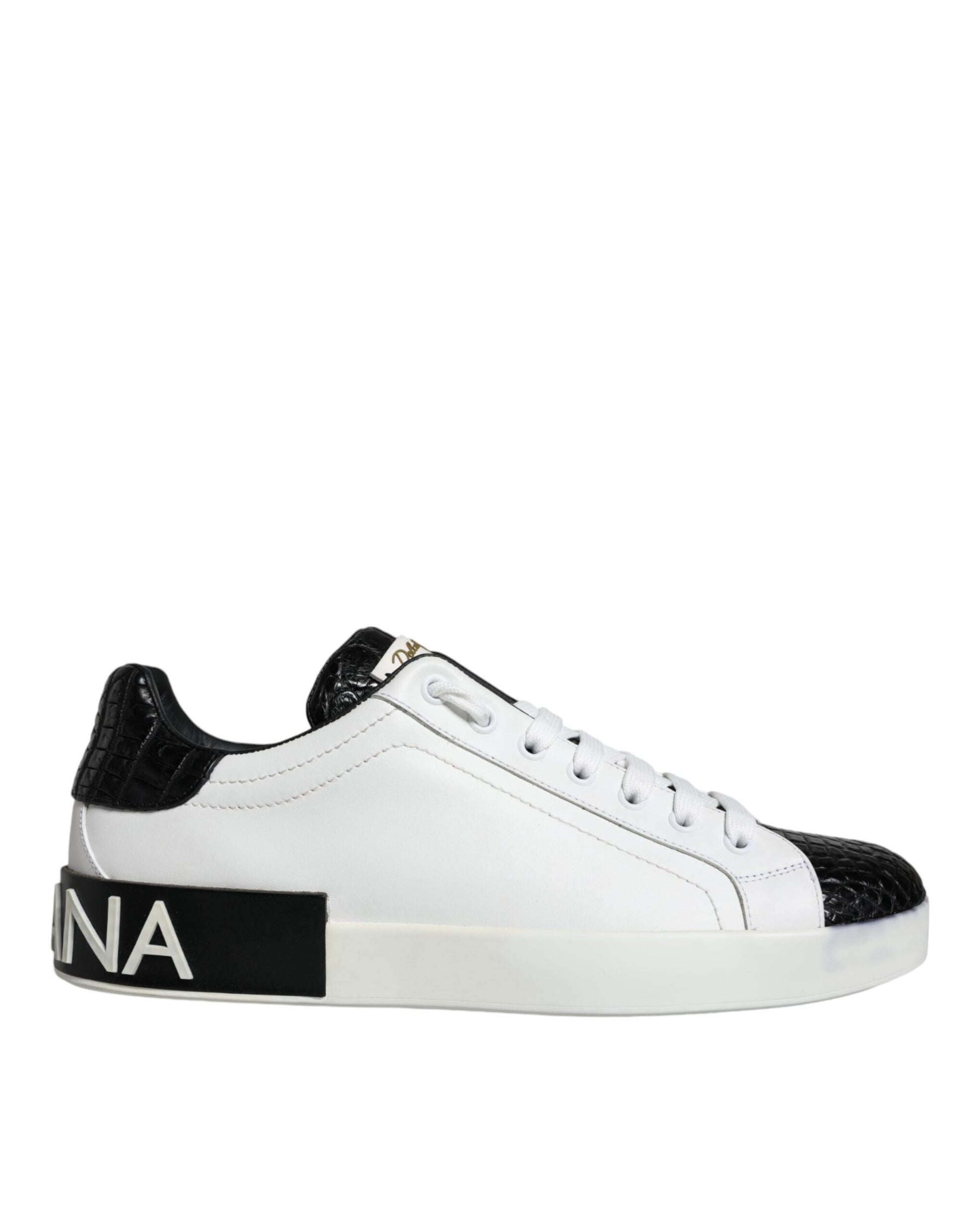 Chaussures Sneakers Portofino en Cuir Noir à Logo Dolce & Gabbana