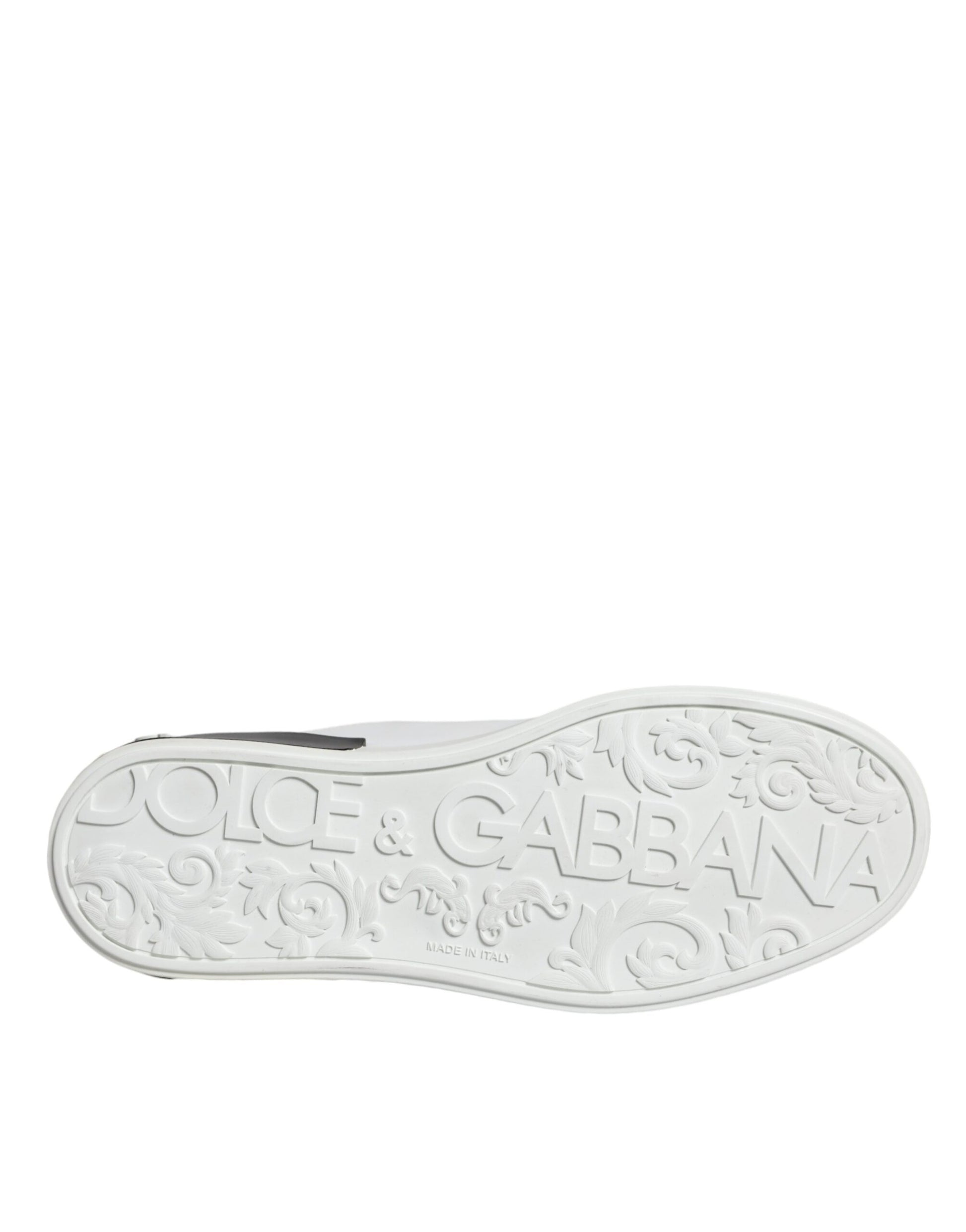 Chaussures Sneakers Portofino en Cuir Noir à Logo Dolce & Gabbana