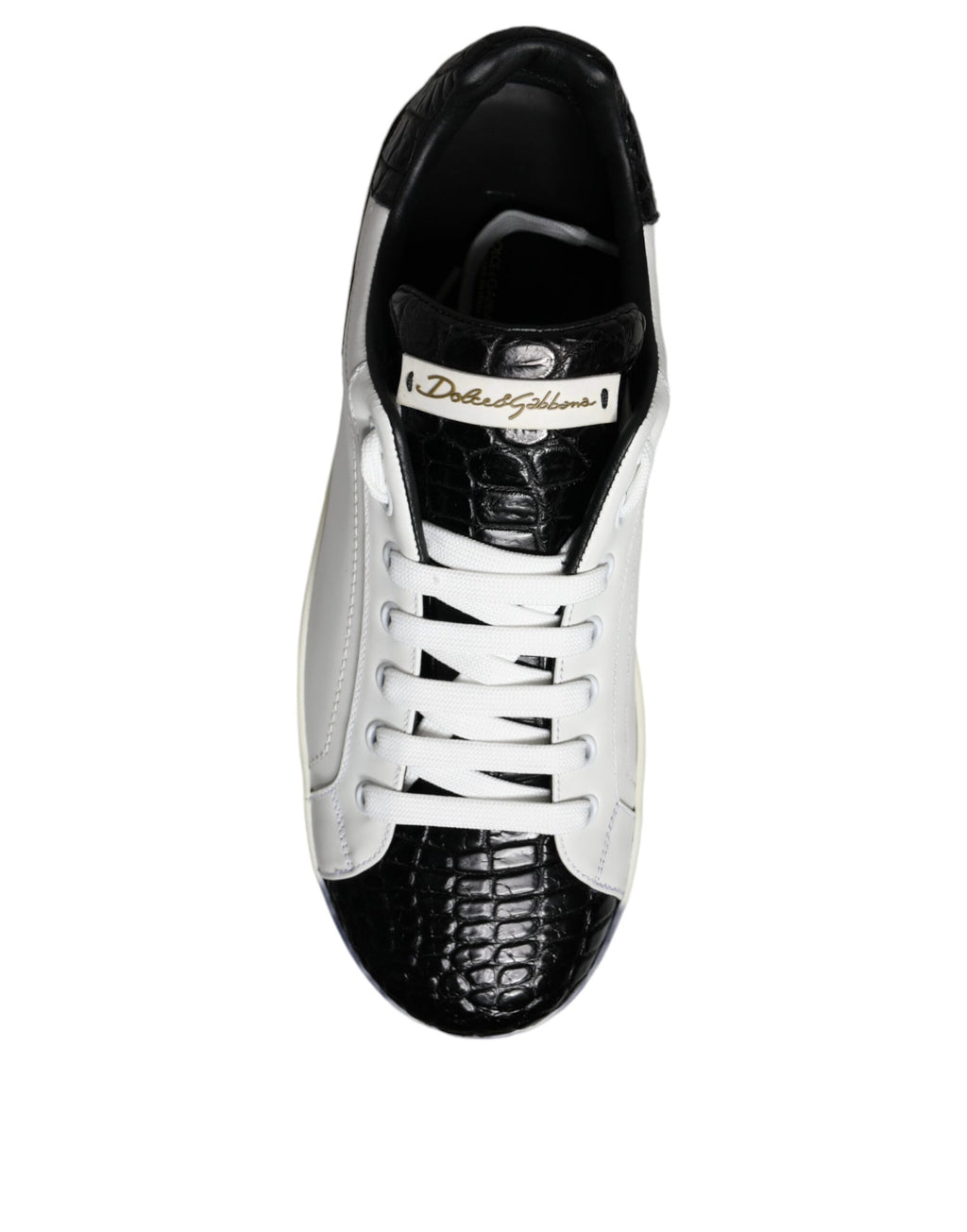 Chaussures Sneakers Portofino en Cuir Noir à Logo Dolce & Gabbana