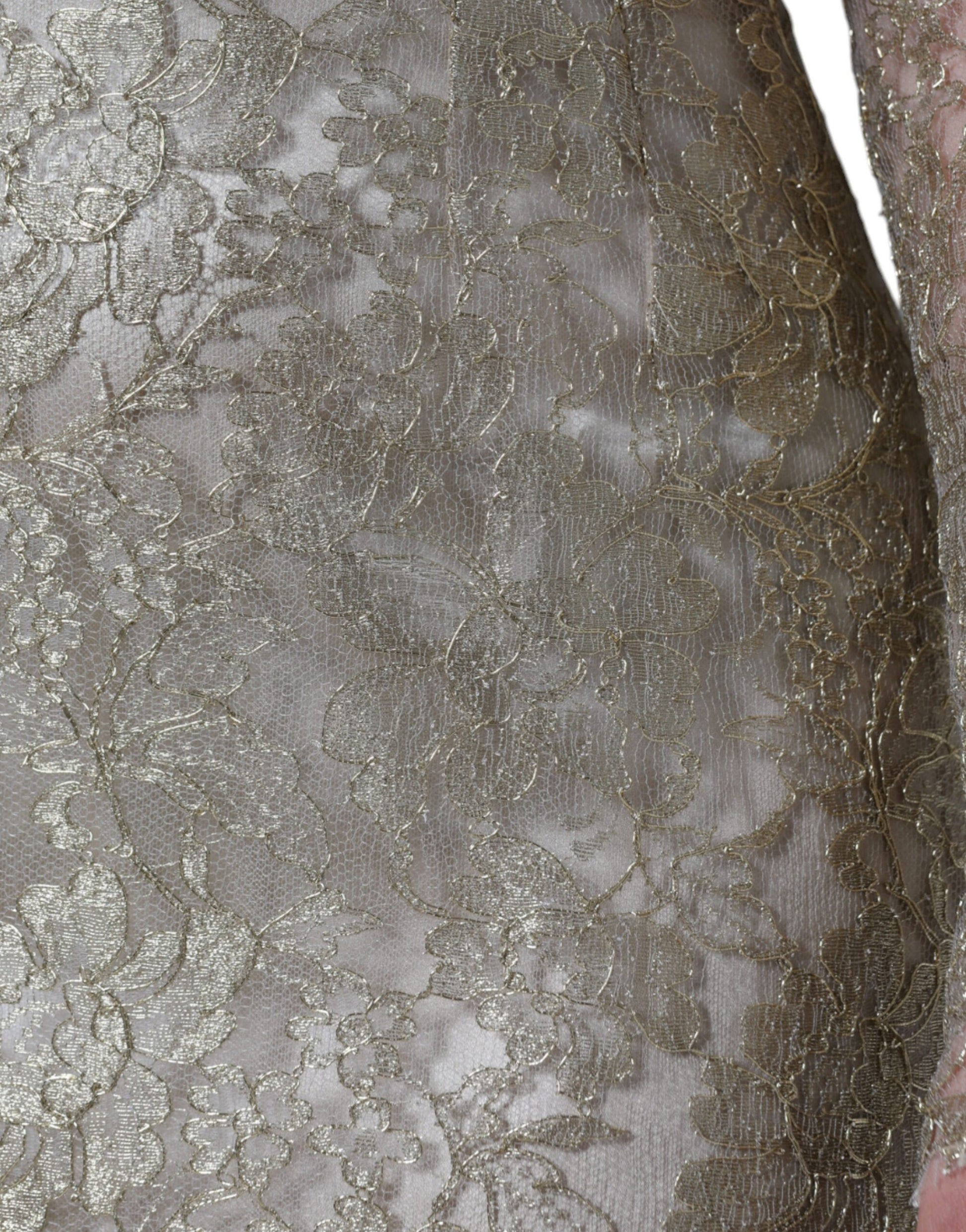 Mini robe fourreau évasée Dolce & Gabbana en dentelle florale dorée