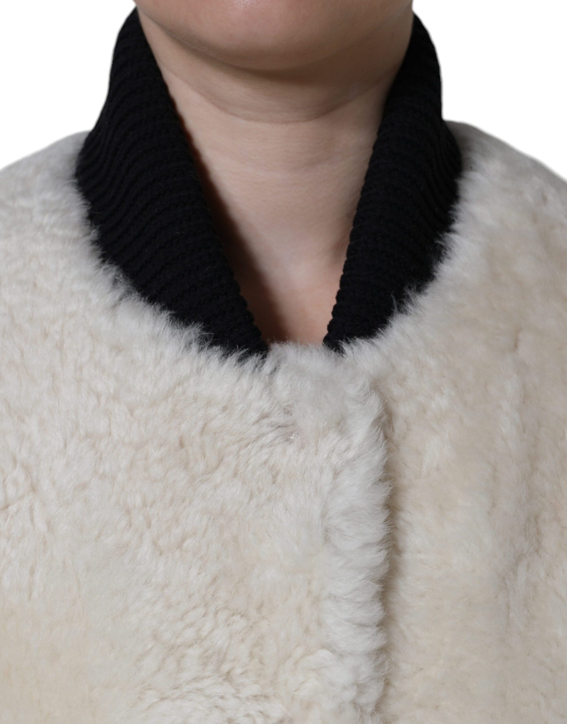 Burberry Gilet en cuir et peau lainée blanc WARRENFORD