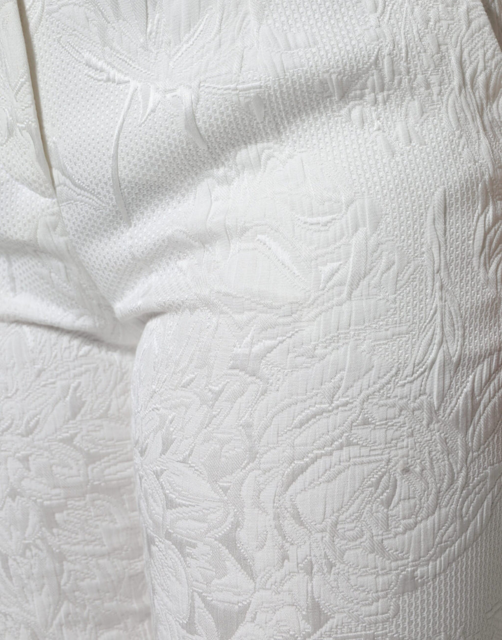 Pantalon Capri en Brocart de Coton Fleuri Blanc Dolce & Gabbana