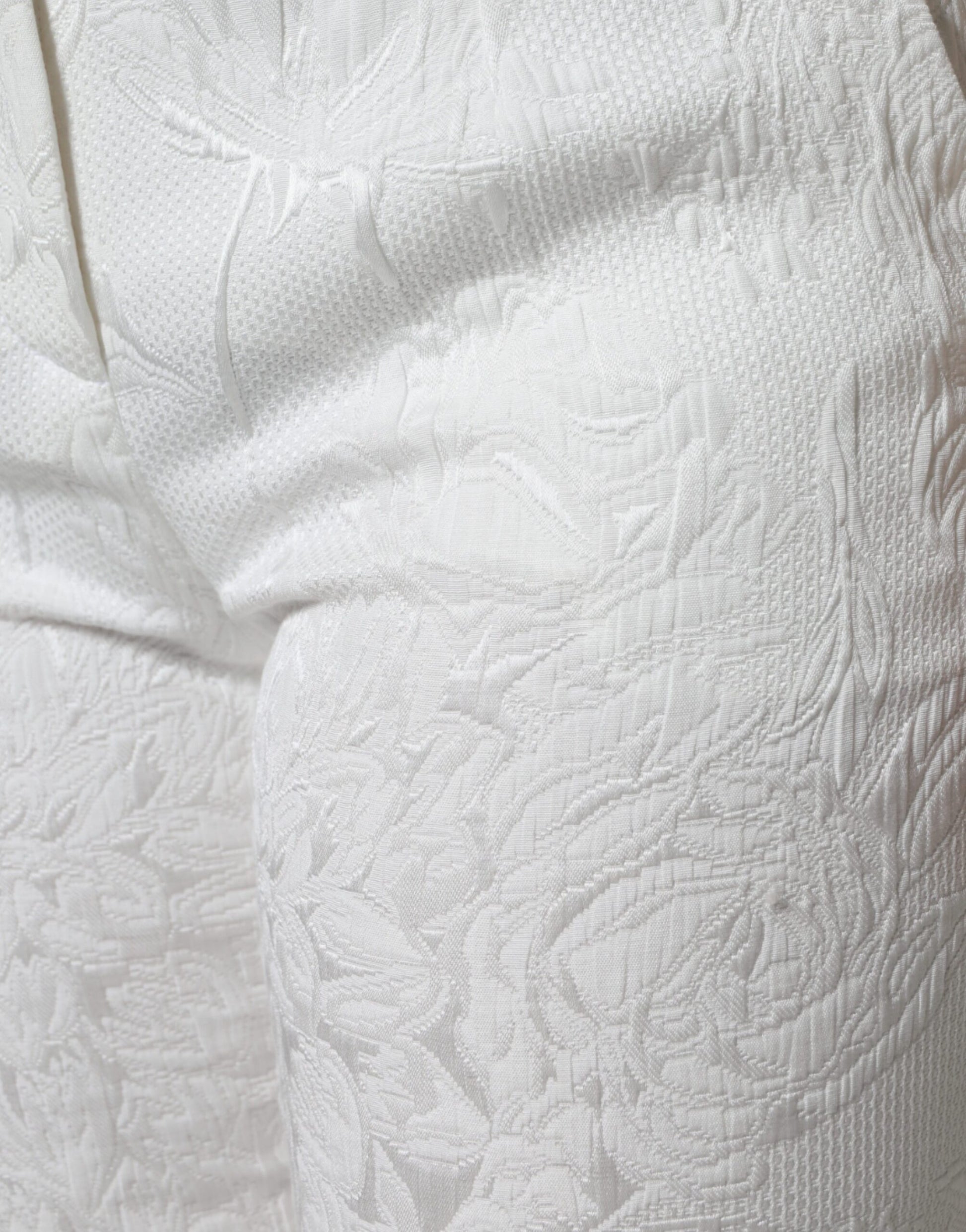 Pantalon Capri en Brocart de Coton Fleuri Blanc Dolce & Gabbana