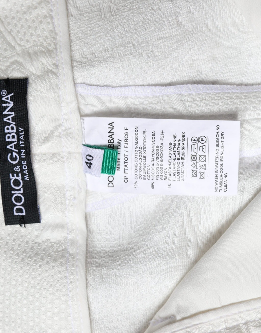Pantalon Capri en Brocart de Coton Fleuri Blanc Dolce & Gabbana
