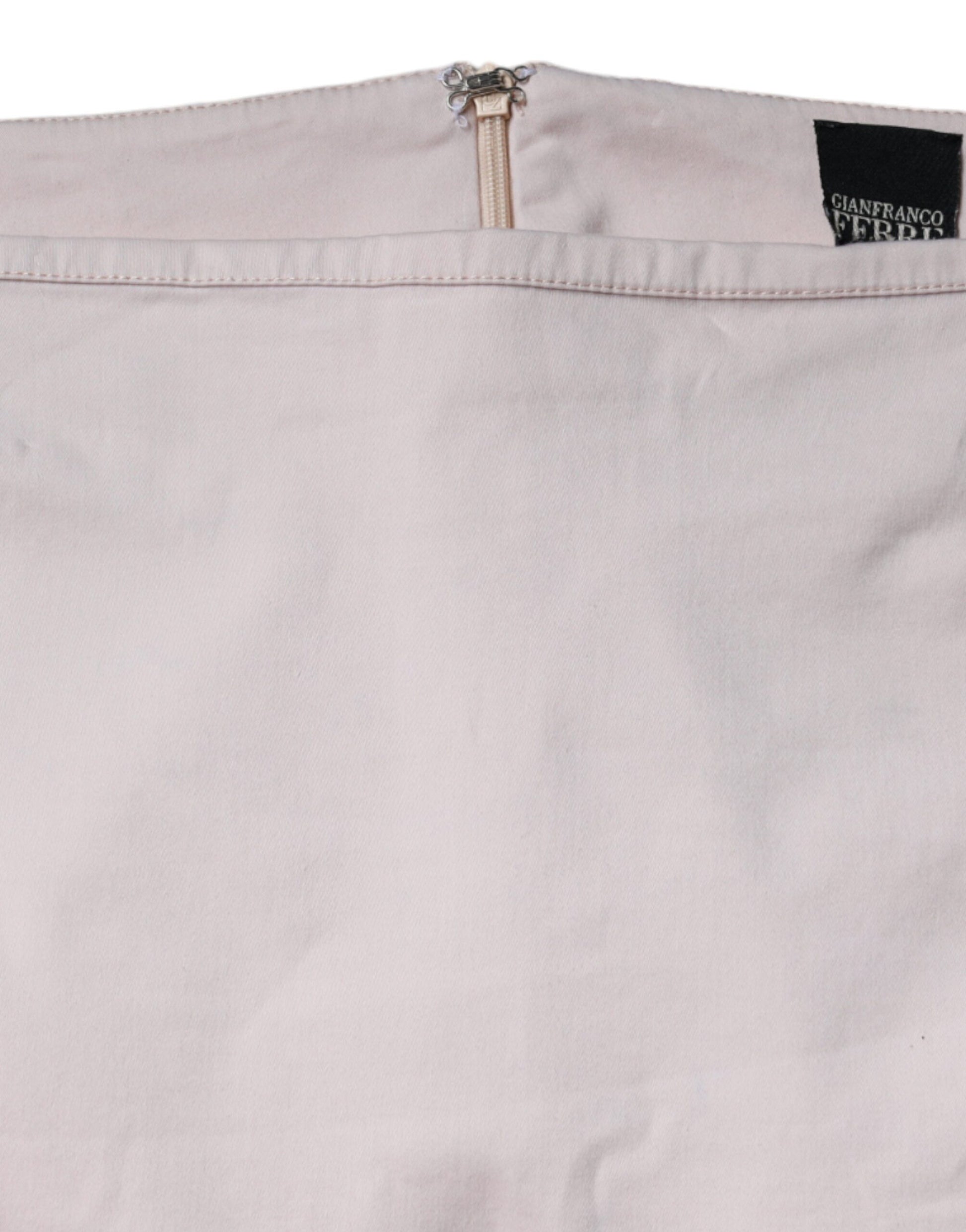 Jupe crayon GF Ferre en coton stretch beige taille mi-haute